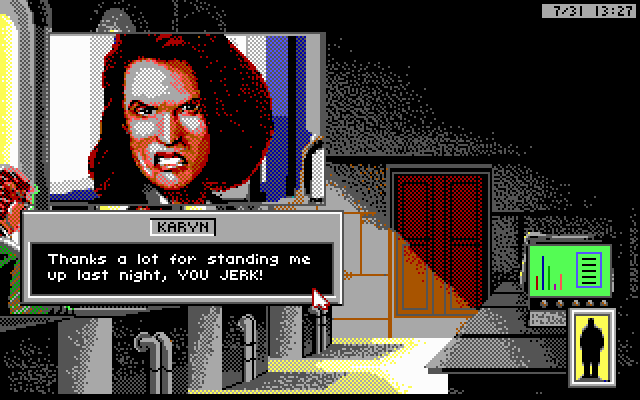 Rise of the Dragon IBM PC/Compatibles Screenshot: Karyn is quite upset with me for the moment...