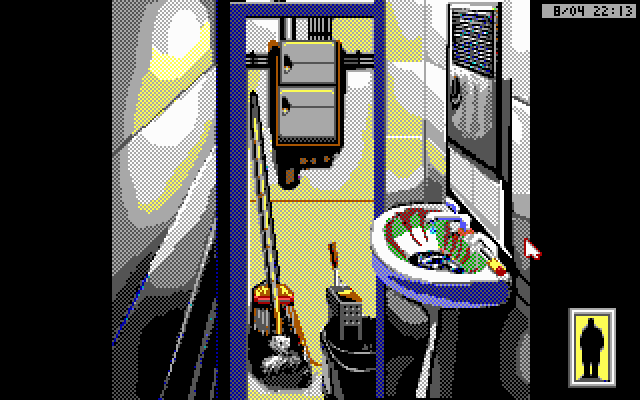 Rise of the Dragon IBM PC/Compatibles Screenshot: Hiding in a closet.