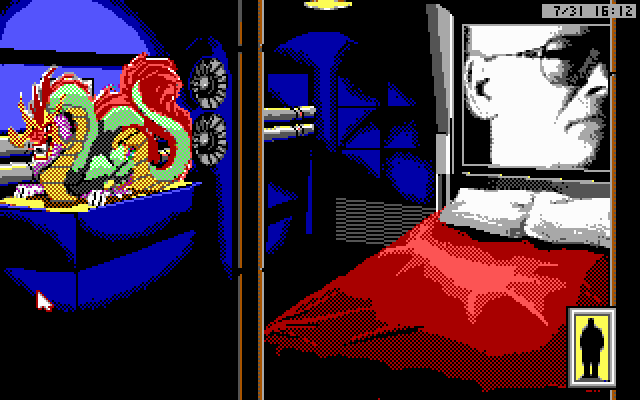 Rise of the Dragon IBM PC/Compatibles Screenshot: This part of the game is timed; find what you need and get out quick!