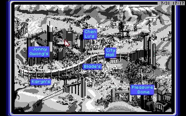Rise of the Dragon IBM PC/Compatibles Screenshot: Map of the city.