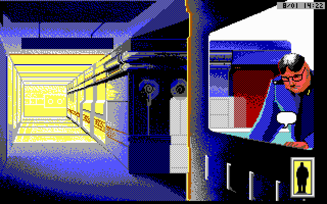Rise of the Dragon IBM PC/Compatibles Screenshot: I'll need to get past this guy to pick up some better weapons.