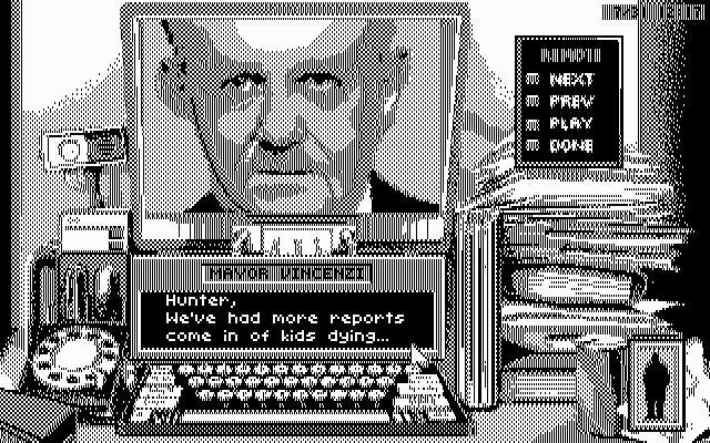 Rise of the Dragon IBM PC/Compatibles Screenshot: Use the computer to view messages.