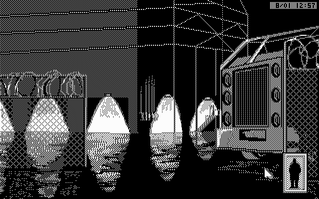 Rise of the Dragon IBM PC/Compatibles Screenshot: Sneaking around a warehouse...