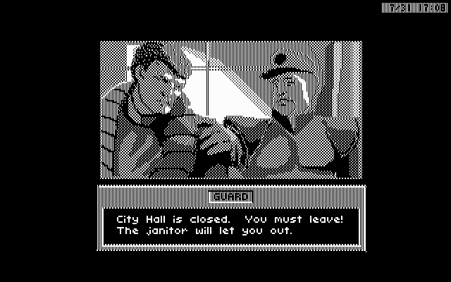 Rise of the Dragon IBM PC/Compatibles Screenshot: City hall is closed...I'll have to come back tomorrow.