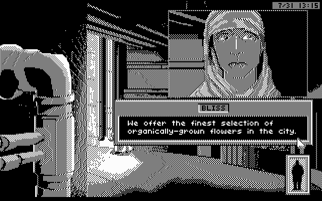 Rise of the Dragon IBM PC/Compatibles Screenshot: Buying from a merchant.