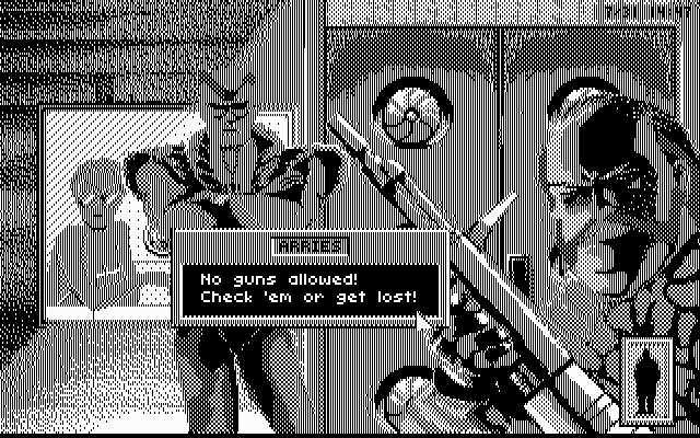 Rise of the Dragon IBM PC/Compatibles Screenshot: I can't enter with my gun.