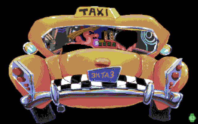 Leisure Suit Larry 1: In the Land of the Lounge Lizards Amiga Screenshot: In the cab; where too, pal?