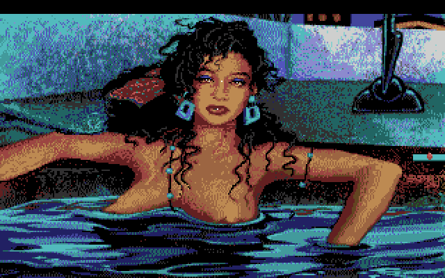 Leisure Suit Larry 1: In the Land of the Lounge Lizards Amiga Screenshot: You can press the button to turn off the bubbles.