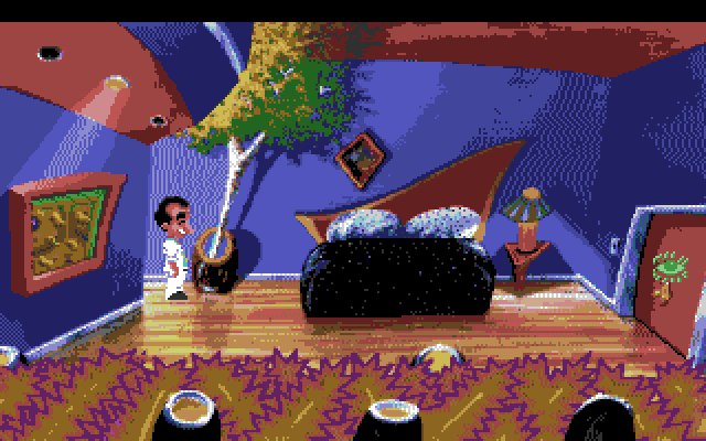 Leisure Suit Larry 1: In the Land of the Lounge Lizards Amiga Screenshot: Hmm, what's in this closet?