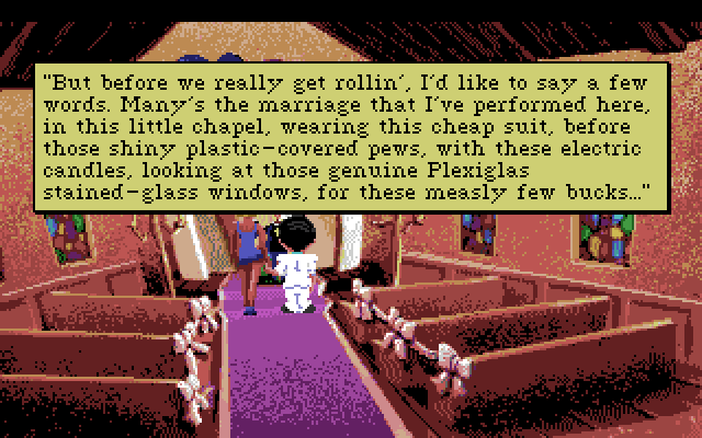 Leisure Suit Larry 1: In the Land of the Lounge Lizards Amiga Screenshot: The ceremony begins...