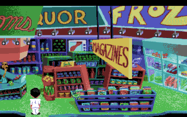 Leisure Suit Larry 1: In the Land of the Lounge Lizards Amiga Screenshot: Entering the convenience store...