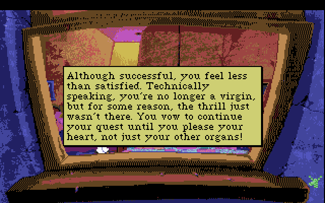 Leisure Suit Larry 1: In the Land of the Lounge Lizards Amiga Screenshot: Back at the bar, your exploits don't go well...