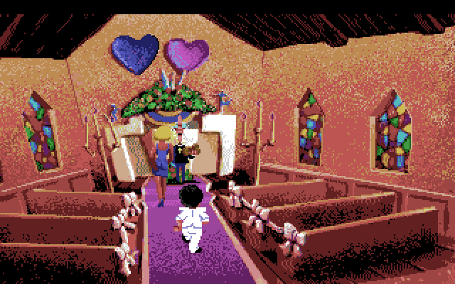 Leisure Suit Larry 1: In the Land of the Lounge Lizards Amiga Screenshot: Larry walks down the isle...