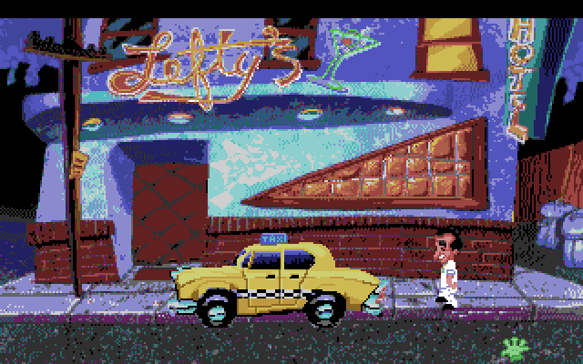 Leisure Suit Larry 1: In the Land of the Lounge Lizards Amiga Screenshot: Hail a cab to visit other locations...