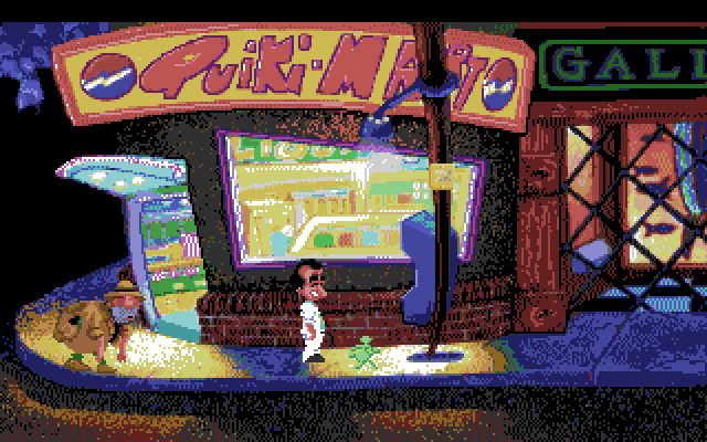 Leisure Suit Larry 1: In the Land of the Lounge Lizards Amiga Screenshot: Outside the Quiki-Mart...