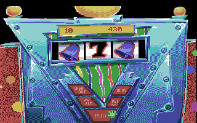 Leisure Suit Larry 1: In the Land of the Lounge Lizards Amiga Screenshot: A slot machine also allows you to win and lose money...