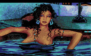 Leisure Suit Larry 1: In the Land of the Lounge Lizards for Amiga - You can press the button to turn off the bubbles.