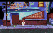 Leisure Suit Larry 1: In the Land of the Lounge Lizards for Amiga - The game starts at Lefty's Bar.