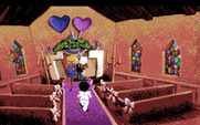 Leisure Suit Larry 1: In the Land of the Lounge Lizards for Amiga - Larry walks down the isle...