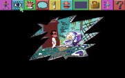 Leisure Suit Larry 1: In the Land of the Lounge Lizards for Amiga - The bathroom; the menu at the top allows you to choose a cursor...