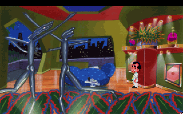 Leisure Suit Larry 1: In the Land of the Lounge Lizards IBM PC/Compatibles Screenshot: Entrance to the penthouse...