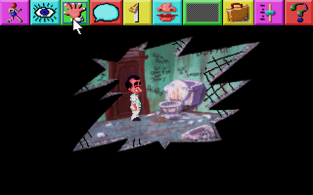 Leisure Suit Larry 1: In the Land of the Lounge Lizards IBM PC/Compatibles Screenshot: Use the menu to choose an action icon.