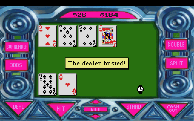 Leisure Suit Larry 1: In the Land of the Lounge Lizards IBM PC/Compatibles Screenshot: Playing blackjack...