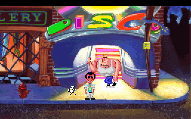 Leisure Suit Larry 1: In the Land of the Lounge Lizards IBM PC/Compatibles Screenshot: Time to try to get into the disco...