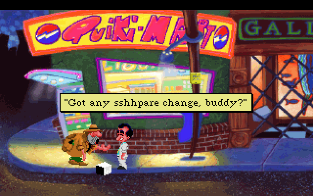 Leisure Suit Larry 1: In the Land of the Lounge Lizards IBM PC/Compatibles Screenshot: Got any spare change?