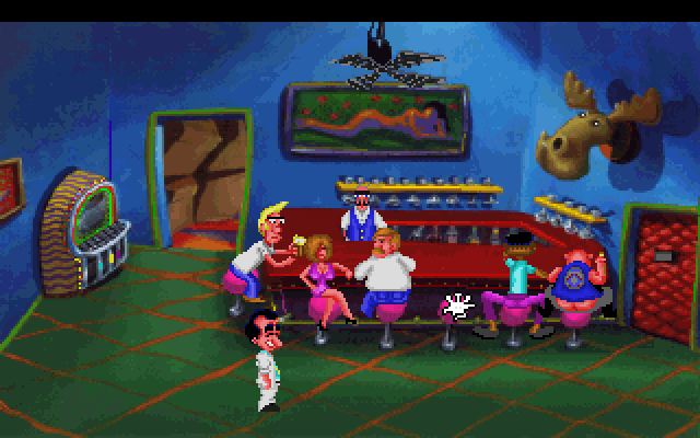 Leisure Suit Larry 1: In the Land of the Lounge Lizards IBM PC/Compatibles Screenshot: Inside of Lefty's Bar.
