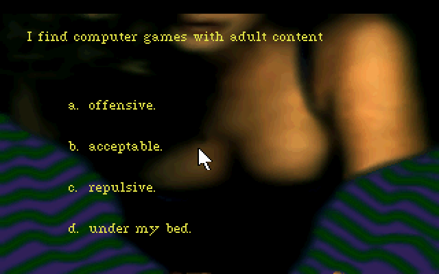Leisure Suit Larry 1: In the Land of the Lounge Lizards IBM PC/Compatibles Screenshot: First, you'll need to answer a few questions...