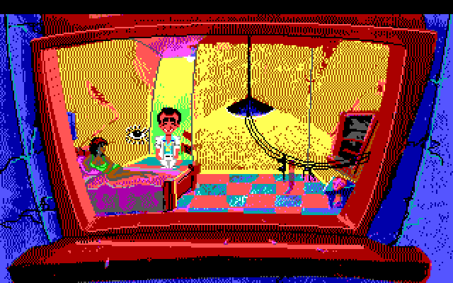 Leisure Suit Larry 1: In the Land of the Lounge Lizards IBM PC/Compatibles Screenshot: Hmm, who is this here?