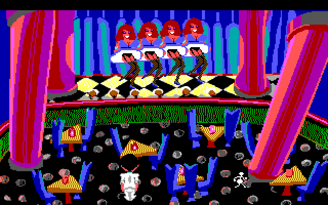 Leisure Suit Larry 1: In the Land of the Lounge Lizards IBM PC/Compatibles Screenshot: Some dancing girls entertain an empty room.