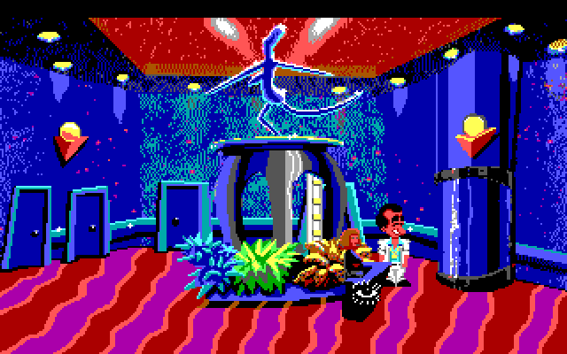 Leisure Suit Larry 1: In the Land of the Lounge Lizards IBM PC/Compatibles Screenshot: Top floor of the hotel.