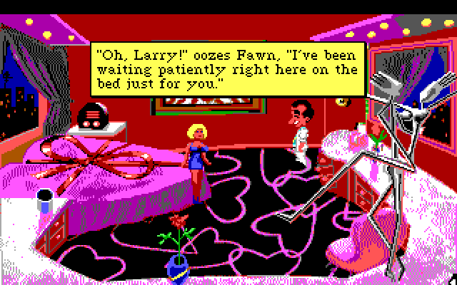 Leisure Suit Larry 1: In the Land of the Lounge Lizards IBM PC/Compatibles Screenshot: In the honeymoon suite...