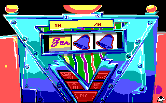 Leisure Suit Larry 1: In the Land of the Lounge Lizards IBM PC/Compatibles Screenshot: Losing money in the slot machine...