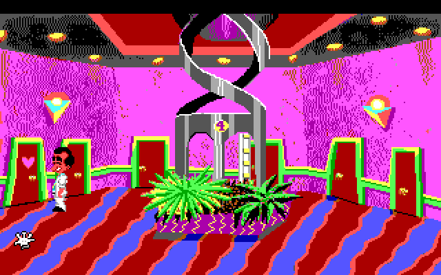 Leisure Suit Larry 1: In the Land of the Lounge Lizards IBM PC/Compatibles Screenshot: Larry just got married, and heads back to the hotel...