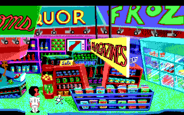 Leisure Suit Larry 1: In the Land of the Lounge Lizards IBM PC/Compatibles Screenshot: Picking up a few items at the Quiki-Mart...