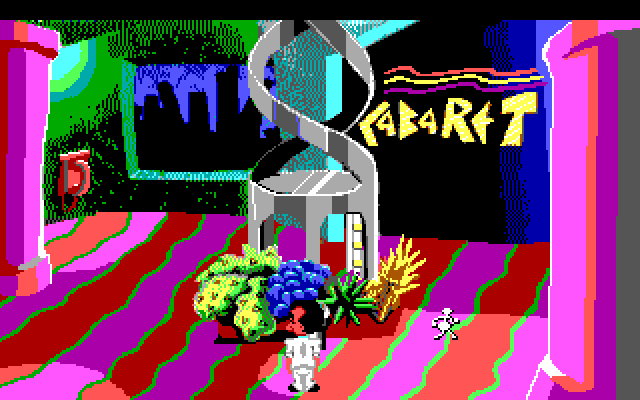 Leisure Suit Larry 1: In the Land of the Lounge Lizards IBM PC/Compatibles Screenshot: Back of the casino, with the cabaret to the right...