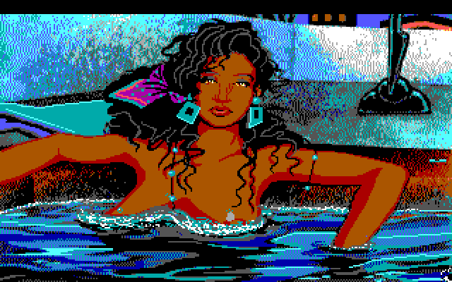 Leisure Suit Larry 1: In the Land of the Lounge Lizards IBM PC/Compatibles Screenshot: Closeup view of Eve...