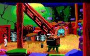 Leisure Suit Larry 1: In the Land of the Lounge Lizards for IBM PC/Compatibles - The pimp blocks the stairs...