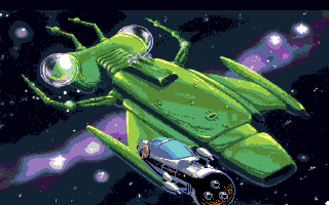 Space Quest I: Roger Wilco in the Sarien Encounter Amiga Screenshot: The Sarien ship!