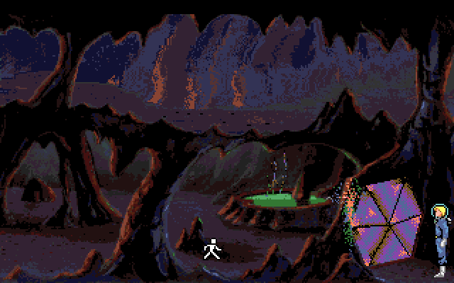 Space Quest I: Roger Wilco in the Sarien Encounter Amiga Screenshot: A door blocks the way...
