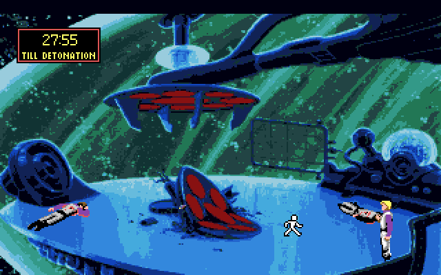 Space Quest I: Roger Wilco in the Sarien Encounter Amiga Screenshot: The star generator has been stolen!