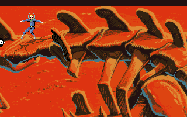 Space Quest I: Roger Wilco in the Sarien Encounter Amiga Screenshot: This bridge is unstable!