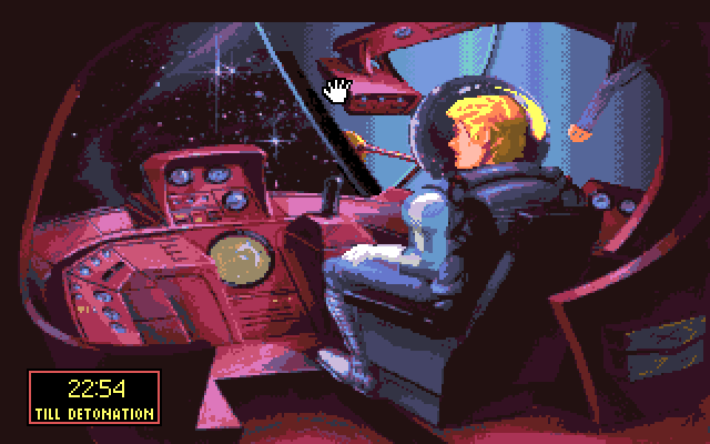 Space Quest I: Roger Wilco in the Sarien Encounter Amiga Screenshot: The escape pod control panel.