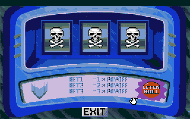 Space Quest I: Roger Wilco in the Sarien Encounter Amiga Screenshot: You will need some money. This deadly slot machine might do the trick...