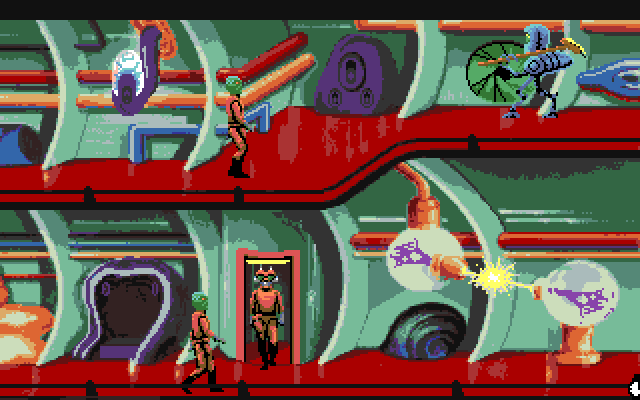 Space Quest I: Roger Wilco in the Sarien Encounter Amiga Screenshot: You can safely explore as long as you remain disguised.