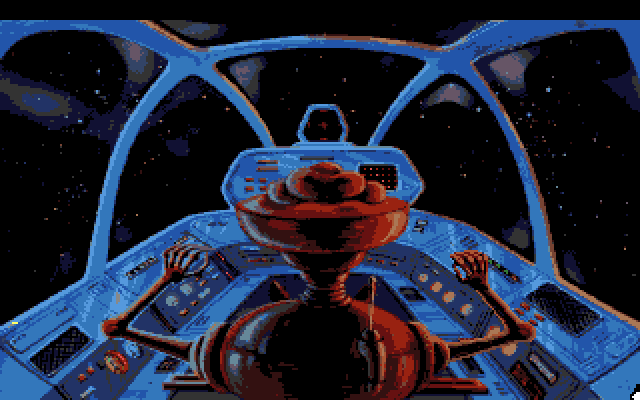 Space Quest I: Roger Wilco in the Sarien Encounter Amiga Screenshot: My droid helps navigate.