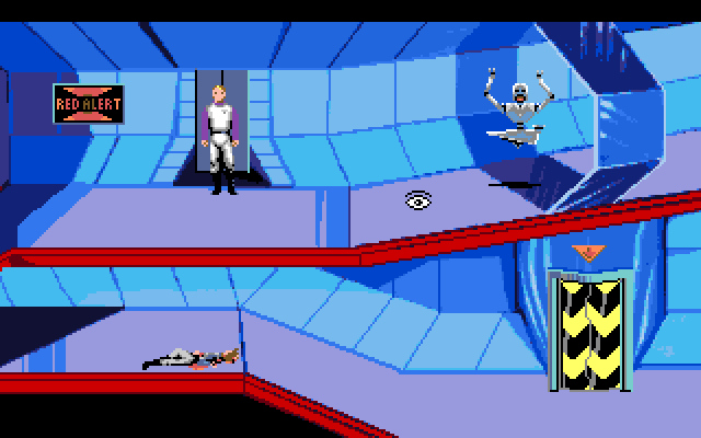 Space Quest I: Roger Wilco in the Sarien Encounter Amiga Screenshot: The starting location.